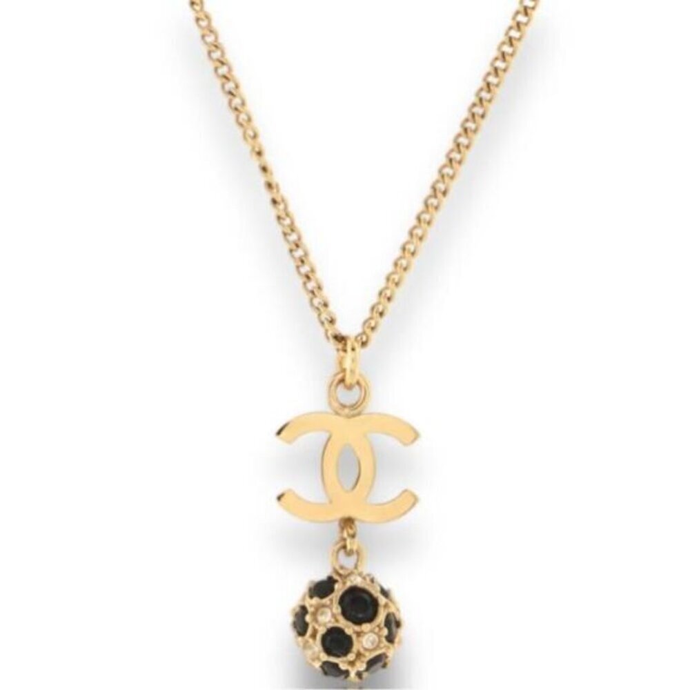 Sale!Like new authentic ChanelCC Drop Pendant Necklace Metal with Crysta…